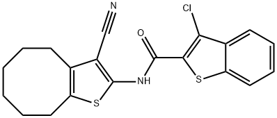 3-chloro-N-(3-cyano-4,5,6,7,8,9-hexahydrocycloocta[b]thien-2-yl)-1-benzothiophene-2-carboxamide Struktur