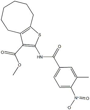 methyl 2-({4-nitro-3-methylbenzoyl}amino)-4,5,6,7,8,9-hexahydrocycloocta[b]thiophene-3-carboxylate Struktur