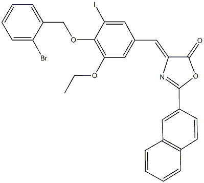 4-{4-[(2-bromobenzyl)oxy]-3-ethoxy-5-iodobenzylidene}-2-(2-naphthyl)-1,3-oxazol-5(4H)-one Struktur