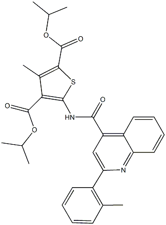 diisopropyl 3-methyl-5-({[2-(2-methylphenyl)-4-quinolinyl]carbonyl}amino)-2,4-thiophenedicarboxylate Struktur