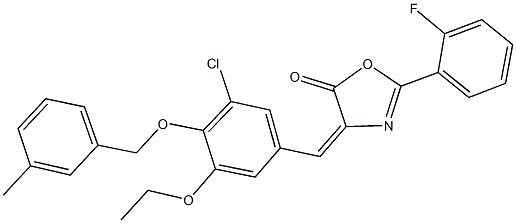 4-{3-chloro-5-ethoxy-4-[(3-methylbenzyl)oxy]benzylidene}-2-(2-fluorophenyl)-1,3-oxazol-5(4H)-one Struktur