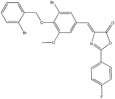 4-{3-bromo-4-[(2-bromobenzyl)oxy]-5-methoxybenzylidene}-2-(4-fluorophenyl)-1,3-oxazol-5(4H)-one Struktur