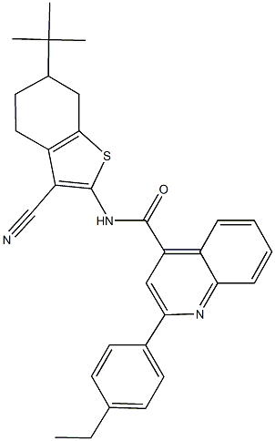 N-(6-tert-butyl-3-cyano-4,5,6,7-tetrahydro-1-benzothien-2-yl)-2-(4-ethylphenyl)-4-quinolinecarboxamide Struktur