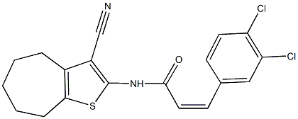 N-(3-cyano-5,6,7,8-tetrahydro-4H-cyclohepta[b]thien-2-yl)-3-(3,4-dichlorophenyl)acrylamide Struktur