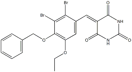 5-[4-(benzyloxy)-2,3-dibromo-5-ethoxybenzylidene]-2,4,6(1H,3H,5H)-pyrimidinetrione Struktur