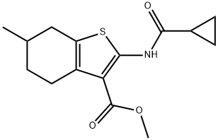 methyl 2-[(cyclopropylcarbonyl)amino]-6-methyl-4,5,6,7-tetrahydro-1-benzothiophene-3-carboxylate Struktur