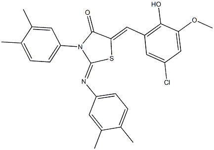 5-(5-chloro-2-hydroxy-3-methoxybenzylidene)-3-(3,4-dimethylphenyl)-2-[(3,4-dimethylphenyl)imino]-1,3-thiazolidin-4-one Struktur