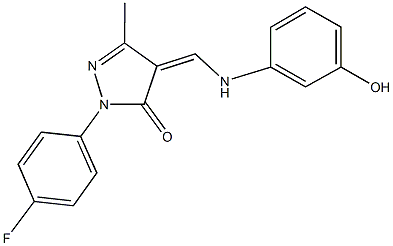 2-(4-fluorophenyl)-4-[(3-hydroxyanilino)methylene]-5-methyl-2,4-dihydro-3H-pyrazol-3-one Struktur