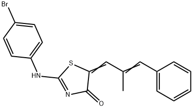 2-[(4-bromophenyl)imino]-5-(2-methyl-3-phenyl-2-propenylidene)-1,3-thiazolidin-4-one Struktur