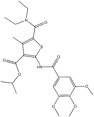 isopropyl 5-[(diethylamino)carbonyl]-4-methyl-2-[(3,4,5-trimethoxybenzoyl)amino]-3-thiophenecarboxylate Struktur