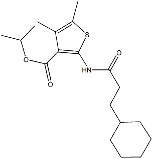 isopropyl 2-[(3-cyclohexylpropanoyl)amino]-4,5-dimethyl-3-thiophenecarboxylate Struktur