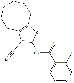 N-(3-cyano-4,5,6,7,8,9-hexahydrocycloocta[b]thien-2-yl)-2-fluorobenzamide Struktur