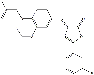 2-(3-bromophenyl)-4-{3-ethoxy-4-[(2-methyl-2-propenyl)oxy]benzylidene}-1,3-oxazol-5(4H)-one Struktur