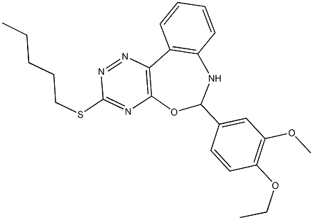 6-(4-ethoxy-3-methoxyphenyl)-3-(pentylsulfanyl)-6,7-dihydro[1,2,4]triazino[5,6-d][3,1]benzoxazepine Struktur