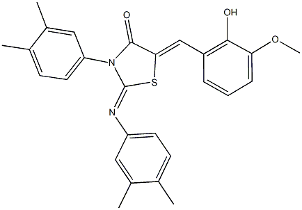 3-(3,4-dimethylphenyl)-2-[(3,4-dimethylphenyl)imino]-5-(2-hydroxy-3-methoxybenzylidene)-1,3-thiazolidin-4-one Struktur