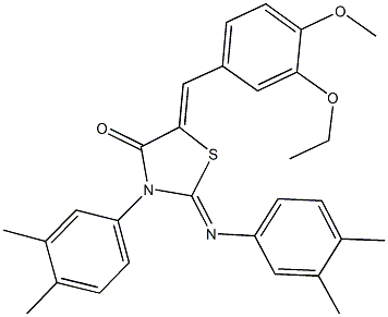 3-(3,4-dimethylphenyl)-2-[(3,4-dimethylphenyl)imino]-5-(3-ethoxy-4-methoxybenzylidene)-1,3-thiazolidin-4-one Struktur