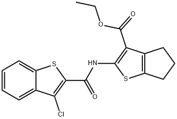 ethyl 2-{[(3-chloro-1-benzothien-2-yl)carbonyl]amino}-5,6-dihydro-4H-cyclopenta[b]thiophene-3-carboxylate Struktur