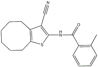 N-(3-cyano-4,5,6,7,8,9-hexahydrocycloocta[b]thien-2-yl)-2-methylbenzamide Struktur