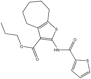 propyl 2-[(2-thienylcarbonyl)amino]-5,6,7,8-tetrahydro-4H-cyclohepta[b]thiophene-3-carboxylate Struktur