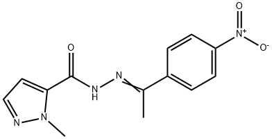 N'-(1-{4-nitrophenyl}ethylidene)-1-methyl-1H-pyrazole-5-carbohydrazide Struktur