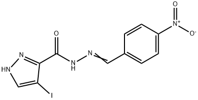 N'-{4-nitrobenzylidene}-4-iodo-1H-pyrazole-5-carbohydrazide Struktur