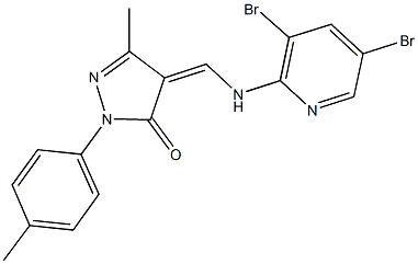 4-{[(3,5-dibromo-2-pyridinyl)amino]methylene}-5-methyl-2-(4-methylphenyl)-2,4-dihydro-3H-pyrazol-3-one Struktur