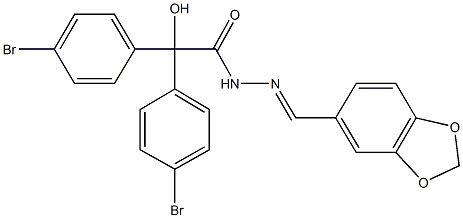 N'-(1,3-benzodioxol-5-ylmethylene)-2,2-bis(4-bromophenyl)-2-hydroxyacetohydrazide Struktur