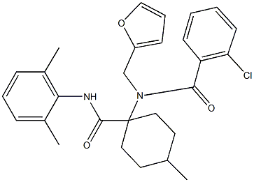 2-chloro-N-{1-[(2,6-dimethylanilino)carbonyl]-4-methylcyclohexyl}-N-(2-furylmethyl)benzamide Struktur