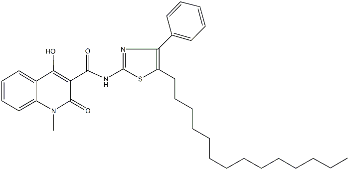 4-hydroxy-1-methyl-2-oxo-N-(4-phenyl-5-tetradecyl-1,3-thiazol-2-yl)-1,2-dihydro-3-quinolinecarboxamide Struktur