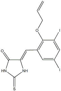 5-[2-(allyloxy)-3,5-diiodobenzylidene]-2-thioxo-4-imidazolidinone Struktur