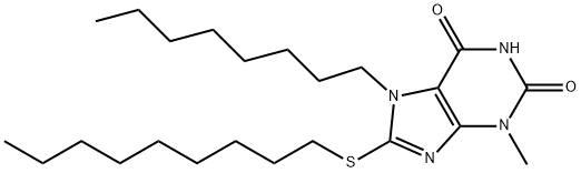 3-methyl-8-(nonylsulfanyl)-7-octyl-3,7-dihydro-1H-purine-2,6-dione Struktur