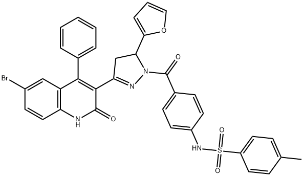 N-(4-{[3-(6-bromo-2-oxo-4-phenyl-1,2-dihydro-3-quinolinyl)-5-(2-furyl)-4,5-dihydro-1H-pyrazol-1-yl]carbonyl}phenyl)-4-methylbenzenesulfonamide Struktur