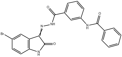 N-(3-{[2-(5-bromo-2-oxo-1,2-dihydro-3H-indol-3-ylidene)hydrazino]carbonyl}phenyl)benzamide Struktur