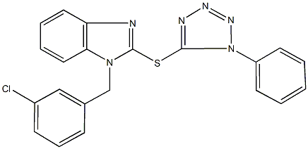 1-(3-chlorobenzyl)-2-[(1-phenyl-1H-tetraazol-5-yl)sulfanyl]-1H-benzimidazole Struktur