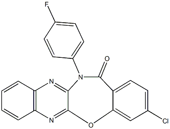 3-chloro-12-(4-fluorophenyl)quinoxalino[2,3-b][1,4]benzoxazepin-13(12H)-one Struktur