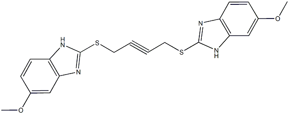 5-methoxy-2-({4-[(6-methoxy-1H-benzimidazol-2-yl)sulfanyl]-2-butynyl}sulfanyl)-1H-benzimidazole Struktur