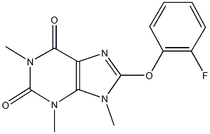 8-(2-fluorophenoxy)-1,3,9-trimethyl-3,9-dihydro-1H-purine-2,6-dione Struktur