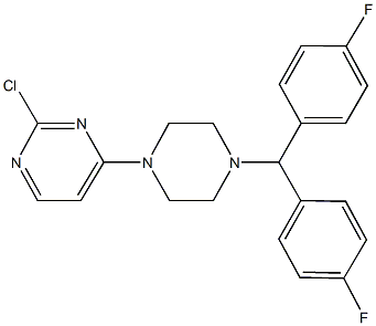 4-{4-[bis(4-fluorophenyl)methyl]-1-piperazinyl}-2-chloropyrimidine Struktur