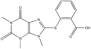 2-[(1,3,9-trimethyl-2,6-dioxo-2,3,6,9-tetrahydro-1H-purin-8-yl)sulfanyl]benzoic acid Struktur