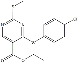 ethyl 4-[(4-chlorophenyl)sulfanyl]-2-(methylsulfanyl)-5-pyrimidinecarboxylate Struktur