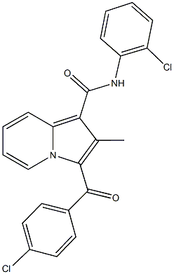 3-(4-chlorobenzoyl)-N-(2-chlorophenyl)-2-methyl-1-indolizinecarboxamide Struktur