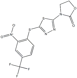 3-(5-{[2-nitro-4-(trifluoromethyl)phenyl]sulfanyl}-1,3,4-thiadiazol-2-yl)-1,3-oxazolidin-2-one Struktur