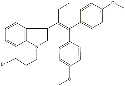 1-(3-bromopropyl)-3-[1-ethyl-2,2-bis(4-methoxyphenyl)vinyl]-1H-indole Struktur