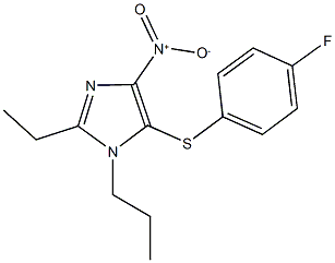 2-ethyl-5-[(4-fluorophenyl)sulfanyl]-4-nitro-1-propyl-1H-imidazole Struktur