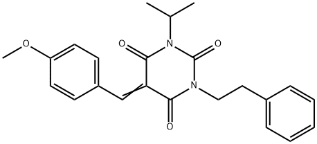 1-isopropyl-5-(4-methoxybenzylidene)-3-(2-phenylethyl)-2,4,6(1H,3H,5H)-pyrimidinetrione Struktur