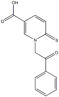 1-(2-oxo-2-phenylethyl)-6-thioxo-1,6-dihydro-3-pyridinecarboxylic acid Struktur