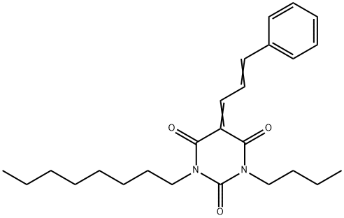 1-butyl-3-octyl-5-(3-phenyl-2-propenylidene)-2,4,6(1H,3H,5H)-pyrimidinetrione Struktur