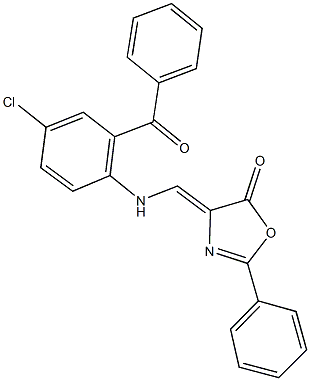 4-[(2-benzoyl-4-chloroanilino)methylene]-2-phenyl-1,3-oxazol-5(4H)-one Struktur