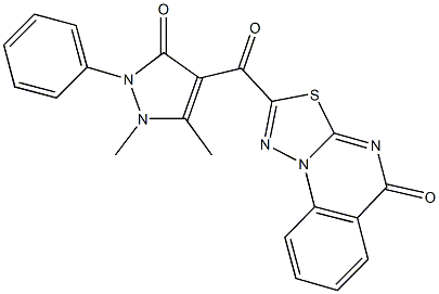 2-[(1,5-dimethyl-3-oxo-2-phenyl-2,3-dihydro-1H-pyrazol-4-yl)carbonyl]-5H-[1,3,4]thiadiazolo[3,2-a]quinazolin-5-one Struktur