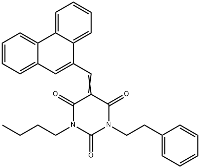 1-butyl-5-(9-phenanthrylmethylene)-3-(2-phenylethyl)-2,4,6(1H,3H,5H)-pyrimidinetrione Struktur